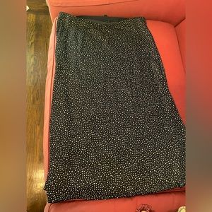 MIDI Silk skirt, deep navy blue with white polka dots